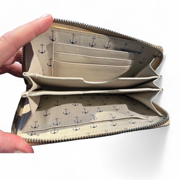 Brighton Anchor Leather Zip Around Tech Wallet Wristlet Organize Nautical Preppy - Picture 6 of 10